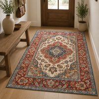Alfombra Oriental Floral Lavable con Estampado Personalizado OEM ODM, Alfombra de Poliéster Antideslizante con Medallón Vintage para Sala de Estar, Decoración del Hogar