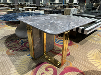 Table basse carrée en marbre de luxe Mianlan Jinsha, style italien haut de gamme, pour salon et usage domestique
