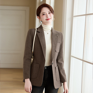 Neue Plaid <span class=keywords><strong>Blazer</strong></span> Anzug jacke für Damen für Herbst Winter Lange Kleidung mit Einzel knopf verschluss <span class=keywords><strong>Plus</strong></span> <span class=keywords><strong>Size</strong></span> Verdickter Kurz mantel - Product Image 5