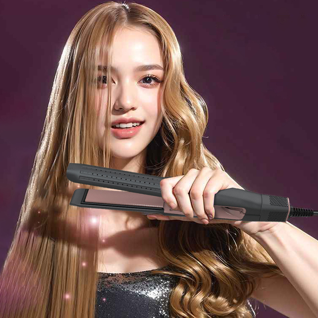 Professional Ionic Ceramic Plate Hair Straightener and Curler 2 in 1 Portable Air Hair Dryer Straightener