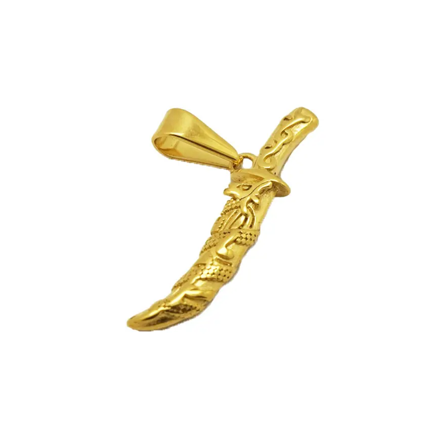 Hueco personalizado colgante de oro de la joyería de acero inoxidable Chapado en espada colgante daga COLLAR COLGANTE para los hombres