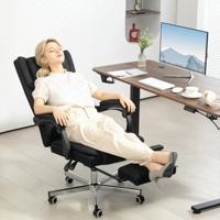 Fauteuil de bureau de direction de luxe inclinable avec réglage de la tension, repose-pieds et dossier inclinable – Chaise de bureau