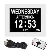 Bingkai Foto Digital 7 Inci dengan Jam Kalender Abadi Video & MP3 Layar IPS Lampu Latar LED Tahan Lama Colokan AS Visibilitas Tinggi