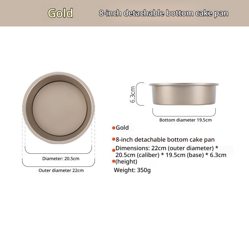 (Dorado) Molde de fondo vivo de 8 pulgadas