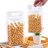 Sachet refermable transparent de qualité alimentaire avec poignée, résistant aux odeurs, pour l'emballage de haricots secs, de snacks de soja et de noix, pochette à fermeture éclair autoportante