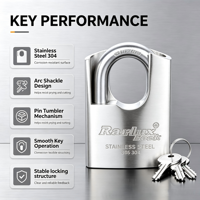 Cadenas industriel Rarlux durable antivol à clé, en acier inoxydable, avec couvercle en arc, conception étanche, haute sécurité