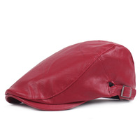 Nouveau Hommes Béret Faux Cuir Plat Lvy Cap Gavroche Français Conduite Chapeaux D'hiver Réglable Cabbie Cap