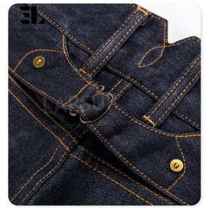 LARSUR Custom Denim Fabricant Bukleback Work Brut Selvedge Denim Jeans Hommes Paris <span class=keywords><strong>Boucle</strong></span> Droite Slim Red Selvedge Denim Pants - Product Image 6