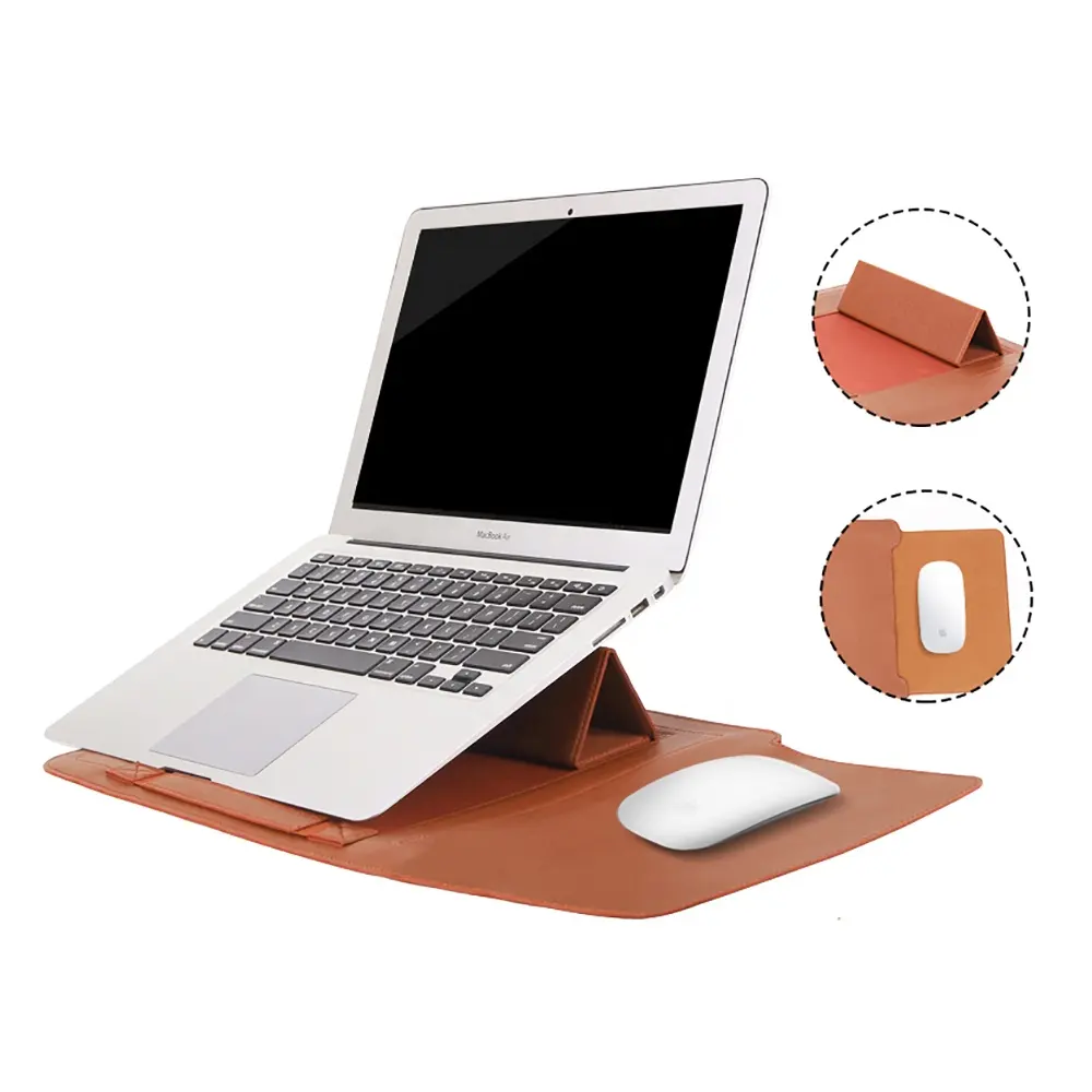 New Leather Sleeve Bag Stand Cover For Apple Macbook Air Retina 16 12 13 15 Laptop Case For new Pro 13.3 inch A1989 A1990 A1932