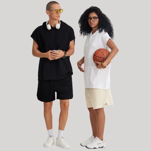 Vente en gros Sweat à capuche sans manches pour hommes, surdimensionné, vêtements de loisirs de couleur unie - Product Image 2