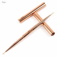 Nouvelle Arrivée 2026 Pinceau à ongles double tête avec manche en métal doré, poils synthétiques Kolinsky, liner ovale, vente en gros, logo personnalisé