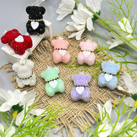 Capuchon de stylo ours en peluche avec couronne de sucre entièrement ornée de diamants, bijou en perles fait main, composant d'accessoire de pendentif pour stylo