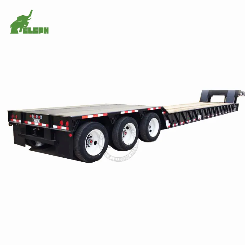 ELEPH brand 3 Axle 80 Tons Extendable Lowboy Loader Lowbed Low Bed Truck Semi Trailer for Africa