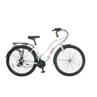 Vélo de ville pour femmes avec cadre en acier de 26 pouces, 21 vitesses, avec panier