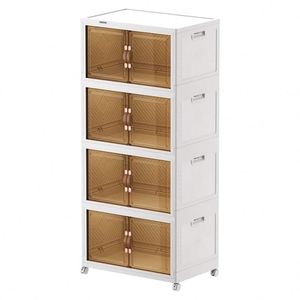 Contenedores de Almacenamiento Plegables Apilables Multicapa para Dormitorio, Armario Plegable, Organizadores de Ropa de Plástico con Puertas - Product Image 1