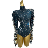 Combinaison sexy à paillettes et strass pour spectacle sur scène, combinaison une pièce en spandex pour femmes, tenue de club, tenue de showgirl, tenue de festival, vêtements de danse