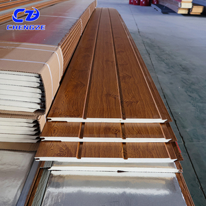 Panel de Revestimiento Exterior Tipo Sándwich, Panel de Pared Ligero con Acabado de Madera, Tablero Metálico Tallado, <span class=keywords><strong>Paneles</strong></span> de Revestimiento Metálico <span class=keywords><strong>Aislantes</strong></span> - Product Image 1