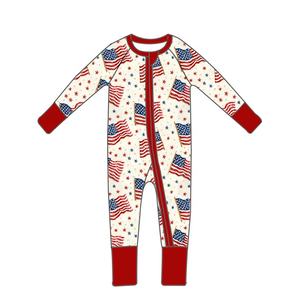 Ropa Infantil al por Mayor Libre de Impuestos para el 4 de Julio, Pelele de Bambú para Bebé con Estampado de Flores y Helados, Pijama Bonito para Bebé - Product Image 2