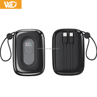 Batterie externe à charge rapide 10000 mAh, chargeur portable avec câble intégré PD QC3.0, Power Banks 10000 mAh, batterie externe