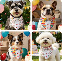 Bandana d'anniversaire pour chien en gros, foulard formel en coton pour animaux de compagnie avec nœud papillon pour costume de fête d'anniversaire