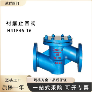 H41F46-10 16 Check Valve DN20 PTFE <b>Seal</b> Acid Resistant Normal Temperature Manual Operation - Product Image 2