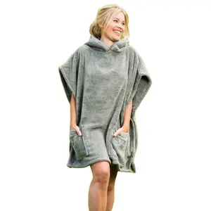 Custom 100% Katoenen Badstof Surf Poncho Handdoek Hooded Strand Veranderende Gewaad Met Zijzakken Voor Dames En Mannen