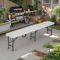 Banc long pliant en plastique HDPE de 6 pieds au design moderne, style rotin, pour l'extérieur, idéal pour les entrées d'hôpitaux, d'hôtels ou de villas