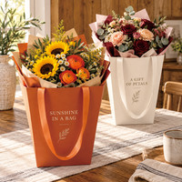 Sac cadeau floral personnalisé pour la Saint-Valentin, sac de shopping en papier fantaisie imperméable pour bouquet de fleurs, emballage cadeau