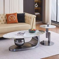Table Basse Scandinave de Luxe Convertible en Acier Inoxydable Doré, Plateau en Pierre Frittée, Écologique, pour Salon Moderne