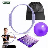 Kit de Pilates en gros avec anneau de résistance, mini ballon d'exercice, bandes de résistance et sac de rangement pour entraînements à domicile, pack personnalisable avec logo