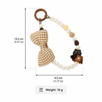 Porte-clés Lapin en Peluche Mignon avec Perles et Nœud, Breloque de Sac Kawaii, Pendentif pour Clés, Chaîne de Téléphone, Accessoire de Sac à Main Dessin Animé, Cadeau