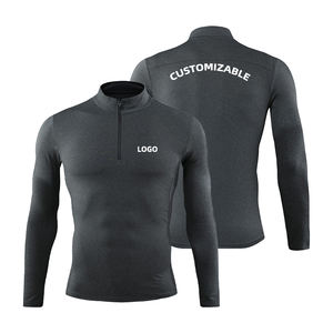 بلوفر رجالي بشعار مخصص وسحاب سريع شورت رياضي بأكمام طويلة تجفيف ملابس رياضية إطلاق جديد مقاس كبير ربع قميص بسحاب للبالغين - Product Image 6