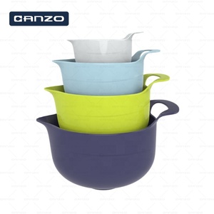 Bán buôn không trượt nhựa Fancy làm tổ Bát <span class=keywords><strong>Salad</strong></span> tùy chỉnh đầy màu sắc Nhà bếp lớn trộn phục vụ bát đặt với đổ vòi - Product Image 4