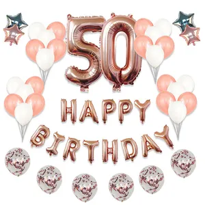 Conjunto de balões de aniversário, conjunto de balões de alumínio de letras para festa de casamento e aniversário