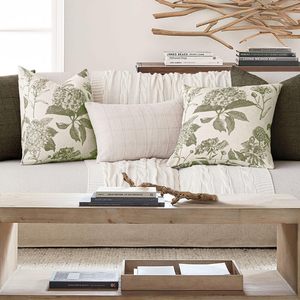 OEM ODM <strong>Sage</strong> Floral Printed Pillowcase Cotton Linen <strong>Cushion</strong> <strong>Cover</strong> Skin-friendly <strong>Cushion</strong> <strong>Cover</strong> for All Season - Product Image 5