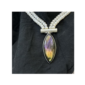 Best Selling Highly Polished <b>Silver</b> <b>Necklace</b> for Women Labradorite Freshwater <b>Pearl</b> Great for Weddings Anniversaries Engagement - Product Image 1