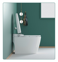 WC intelligent mural en céramique à prix abordable avec siphon en P, télécommande, siège chauffant et couvercle à fermeture douce - Mobilier de salle de bain