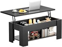 Table basse moderne en panneaux de bois avec hauteur réglable et compartiment de rangement ouvert indépendant pour salon