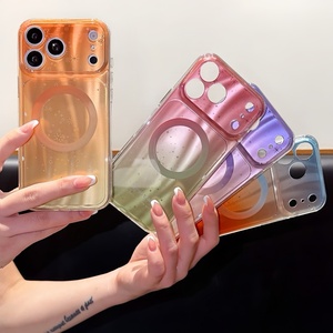 Fashion Neon color Laser Gradient Magnetic Mobile Phone <b>Case</b> For iPhone 17 16 15 14 Pro Max TPU PC soft Shockproof back cover - Product Image 1