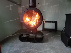 Stufe a legna sospese/appese a legna stufa a sospensione a parete in acciaio design unico con stufa a legna circolare con finestra in vetro - Product Image 3