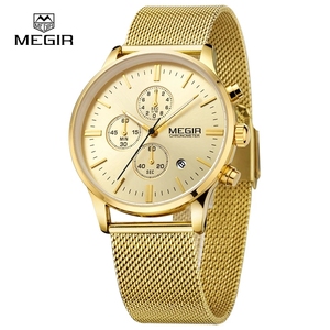 Caliente MEGIR 2011G moda hombres negocios cuarzo relojes Casual Acero inoxidable <span class=keywords><strong>reloj</strong></span> oro <span class=keywords><strong>reloj</strong></span> luminoso vestido <span class=keywords><strong>reloj</strong></span> para hombres - Product Image 5