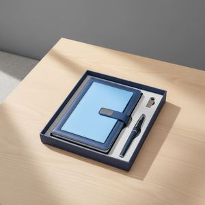 Nuevo Cuaderno de Lujo Promocional para Regalo, Diario Personalizado de Negocios, Libreta de Cuero PU Azul, Set de Regalo Corporativo con Bolígrafo - Product Image 2