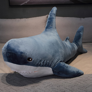 Coussin Doux et Adorable en Peluche Requin Rayé <span class=keywords><strong>Super</strong></span> Doux avec Rembourrage en Coton PP 120cm Broderie Cadeau Populaire pour la Saint-Valentin - Product Image 1