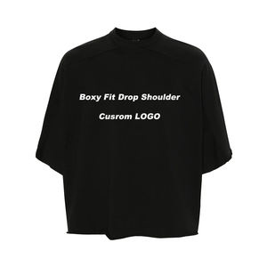 เสื้อยืดฟุตบอลผู้ชายแบบครอป 200gsm ลายวินเทจ ทรงโอเวอร์ไซส์ ทรงบ็อกซี่ ผ้าฝ้ายถัก 100% ไหล่ตก พิมพ์ลายตัวอักษร - Product Image 6