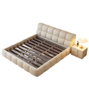 <span class=keywords><strong>Letto</strong></span> Moderno Semplice in Tessuto Crema con Contenitore Alto <span class=keywords><strong>Letto</strong></span> <span class=keywords><strong>Matrimoniale</strong></span> Italiano con Struttura in Legno e Rivestimento Morbido Imbottito - Product Image 6
