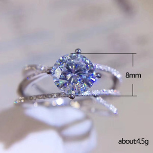 Bagues pour femmes délicates <span class=keywords><strong>avec</strong></span> croix Design mariage fiançailles doigt Zircon anneaux mariée couleur argent - Product Image 4