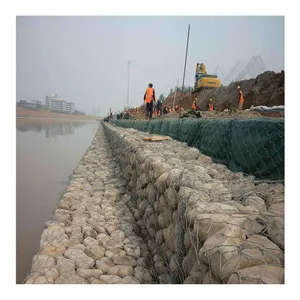China Gabion cesta 4x1x1 Pvc recubierto de plástico Galfan galvanizado Gabion caja para retener río