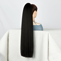 32 pouces 160 grammes longue ligne droite Yaki queue de cheval Extension de cheveux résistant à la chaleur synthétique femmes fille queues de cheval
