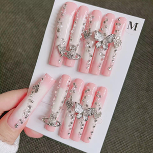 <span class=keywords><strong>Uñas</strong></span> Acrílicas Hechas a Mano de Lujo al por Mayor, 10 Piezas, <span class=keywords><strong>Uñas</strong></span> Artificiales <span class=keywords><strong>Largas</strong></span> y Cuadradas Tipo Stiletto, Reutilizables, de Alta Gama, con Logotipo Personalizado - Product Image 2