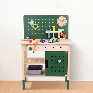 Banc de travail en <span class=keywords><strong>bois</strong></span> pour enfants, table de réparation pour console, clé à vis pivotante pour bébé, jeu de simulation - Product Image 6